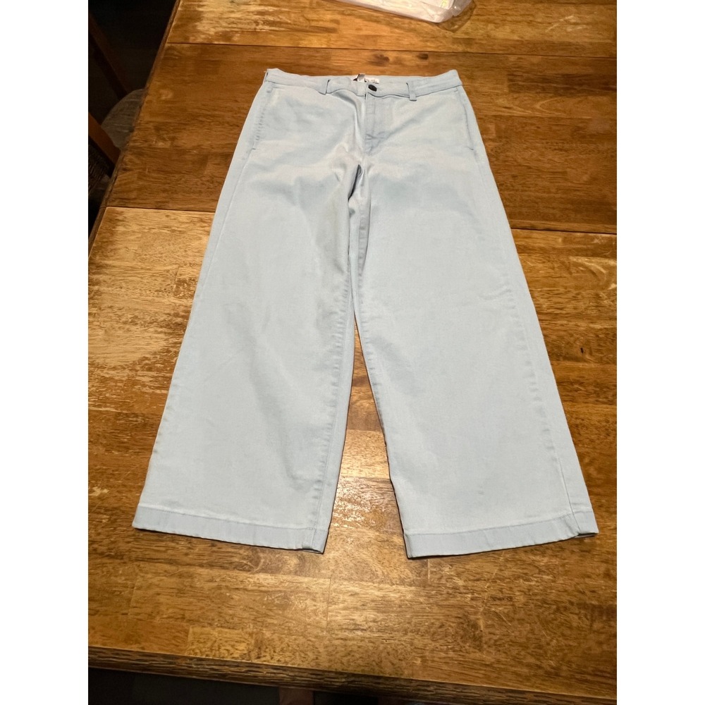 Ella Moss Wide Leg High Rise Crop Pant Women's 10 Light Blue Wash Denim Jeans